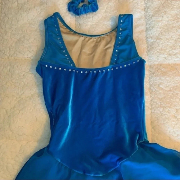 Blue Velour Figure  Skating Dress - Picture 4 of 11